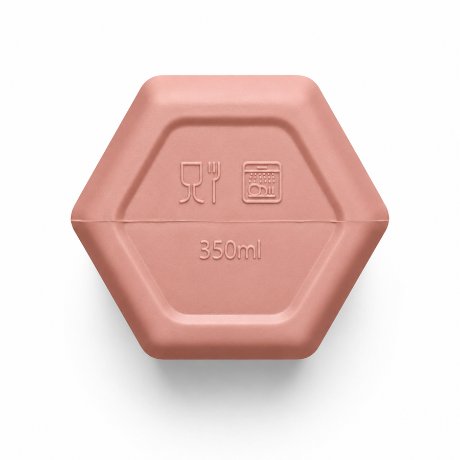 Base hexagonale de la gourde, marquée 350 ml