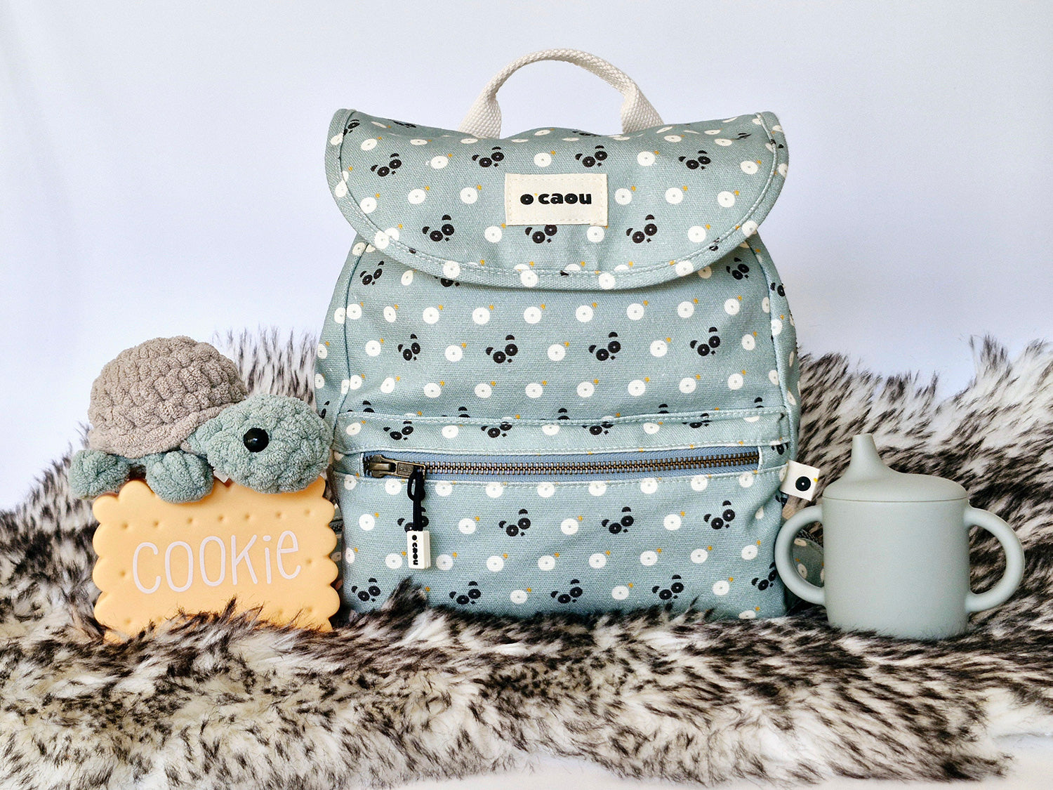 Sac O'CAOU – couleur bleu-vert motif panda